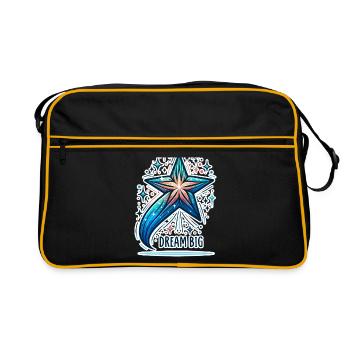 Rêvez grand - Illustration d’étoile filante - Sac Retro - noir/or - Devant