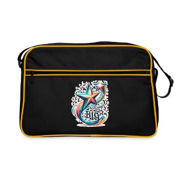 Rêvez grand - Illustration d’étoile filante - Sac Retro - noir/or - Devant