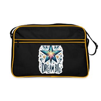 Rêvez grand - Illustration d’étoile filante - Sac Retro - noir/or - Devant