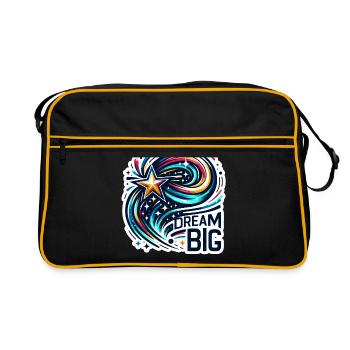Rêvez grand - Illustration d’étoile filante - Sac Retro - noir/or - Devant