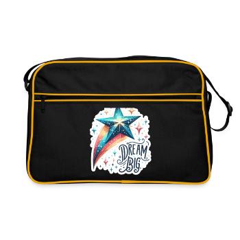 Rêvez grand - Illustration d’étoile filante - Sac Retro - noir/or - Devant