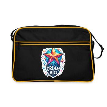 Rêvez grand - Illustration d’étoile filante - Sac Retro - noir/or - Devant