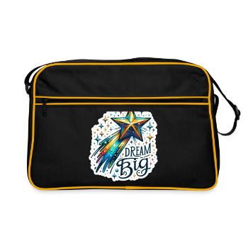 Rêvez grand - Illustration d’étoile filante - Sac Retro - noir/or - Devant