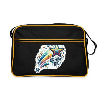 Rêvez grand - Illustration d’étoile filante - Sac Retro - noir/or - Devant