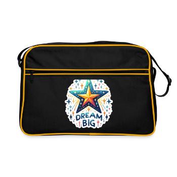 Rêvez grand - Illustration d’étoile filante - Sac Retro - noir/or - Devant