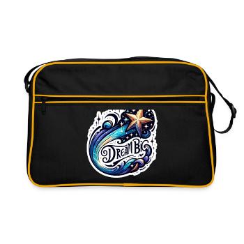 Rêvez grand - Illustration d’étoile filante - Sac Retro - noir/or - Devant