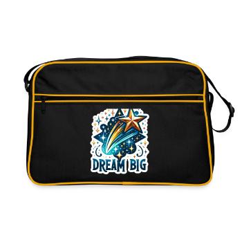 Rêvez grand - Illustration d’étoile filante - Sac Retro - noir/or - Devant