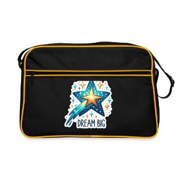 Rêvez grand - Illustration d’étoile filante - Sac Retro - noir/or - Devant