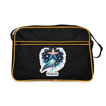 Rêvez grand - Illustration d’étoile filante - Sac Retro - noir/or - Devant