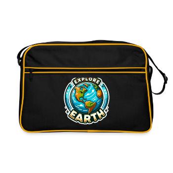 Explorez la Terre - Illustration de la Terre - Sac Retro - noir/or - Devant