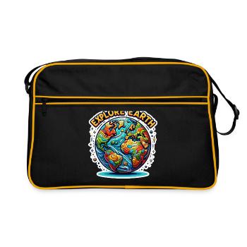 Explorez la Terre - Illustration de la Terre - Sac Retro - noir/or - Devant