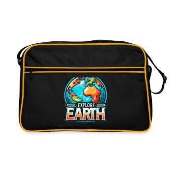 Explorez la Terre - Illustration de la Terre - Sac Retro - noir/or - Devant