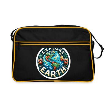 Explorez la Terre - Illustration de la Terre - Sac Retro - noir/or - Devant