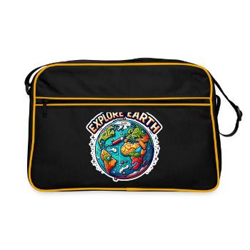 Explorez la Terre - Illustration de la Terre - Sac Retro - noir/or - Devant