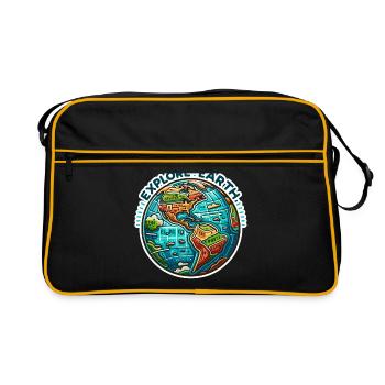 Explore Earth - Erde Illustration - Retro Bag - black/gold - Front