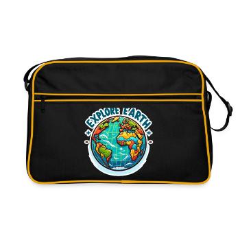 Explore Earth - Erde Illustration - Retro Bag - black/gold - Front