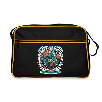 Explore Earth - Erde Illustration - Retro Bag - black/gold - Front