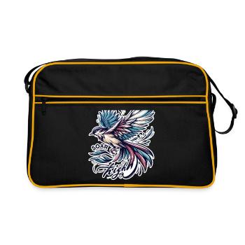 Soar High - bird illustration - Retro Bag - black/gold - Front
