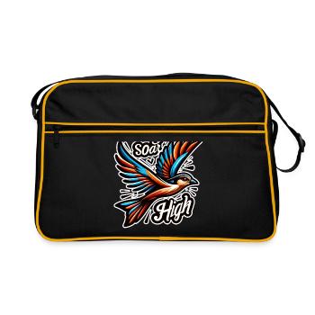 Soar High - Bird Illustration - Retro Bag - black/gold - Front