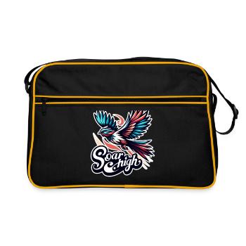 Soar High - bird illustration - Retro Bag - black/gold - Front