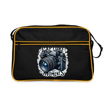 Capturer des moments - Illustration de l’appareil photo - Sac Retro - noir/or - Devant