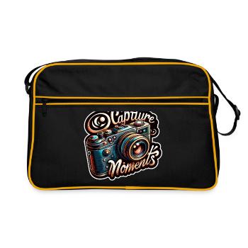 Capturer des moments - Illustration de l’appareil photo - Sac Retro - noir/or - Devant