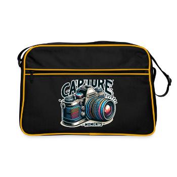 Capturer des moments - Illustration de l’appareil photo - Sac Retro - noir/or - Devant