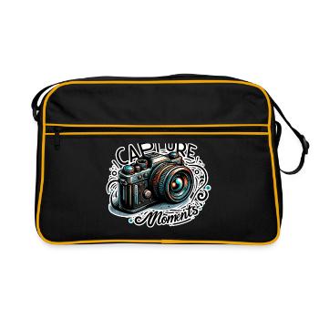 Capturer des moments - Illustration de l’appareil photo - Sac Retro - noir/or - Devant