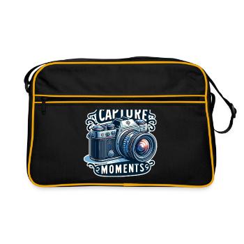 Capturer des moments - Illustration de l’appareil photo - Sac Retro - noir/or - Devant