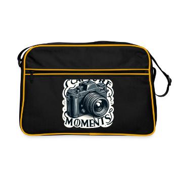 Capturer des moments - Illustration de l’appareil photo - Sac Retro - noir/or - Devant