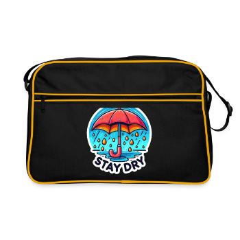 Stay Dry - Umbrella Illustration - Retro Bag - black/gold - Front