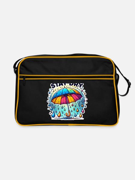 Stay Dry - Umbrella Illustration - Retro Bag - black/gold - Front