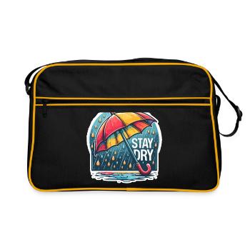 Stay Dry - Umbrella Illustration - Retro Bag - black/gold - Front