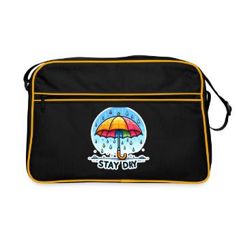 Stay Dry - Umbrella Illustration - Retro Bag - black/gold - Front