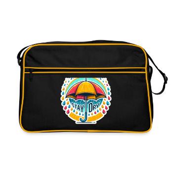 Stay Dry - Umbrella Illustration - Retro Bag - black/gold - Front