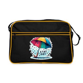 Stay Dry - Umbrella Illustration - Retro Bag - black/gold - Front