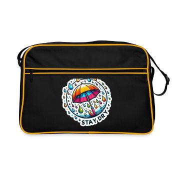 Stay Dry - Umbrella Illustration - Retro Bag - black/gold - Front