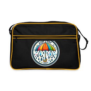 Stay Dry - Umbrella Illustration - Retro Bag - black/gold - Front