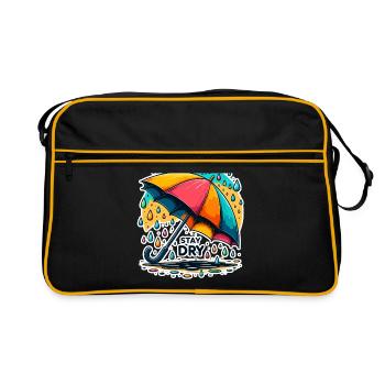 Stay Dry - Umbrella Illustration - Retro Bag - black/gold - Front