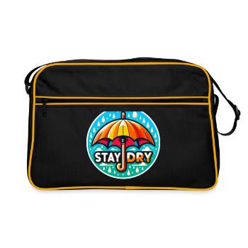 Stay Dry - Umbrella Illustration - Retro Bag - black/gold - Front