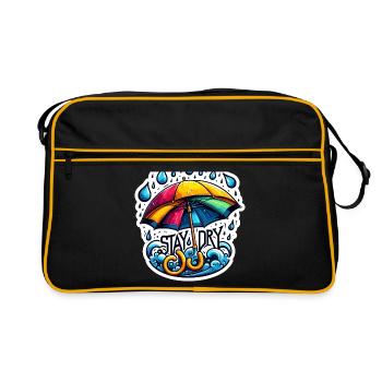 Stay Dry - Umbrella Illustration - Retro Bag - black/gold - Front