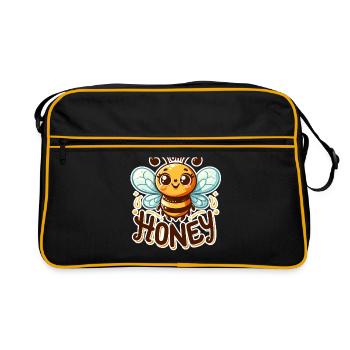 Oh miel - Illustration d’abeilles - Sac Retro - noir/or - Devant