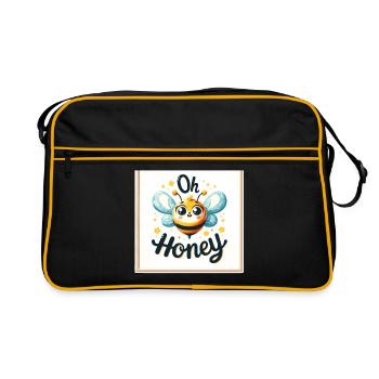 Oh miel - Illustration d’abeilles - Sac Retro - noir/or - Devant