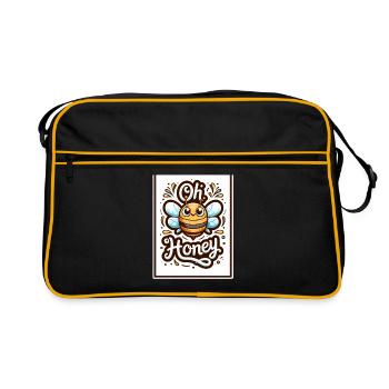 Oh miel - Illustration d’abeilles - Sac Retro - noir/or - Devant