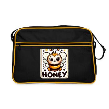 Oh miel - Illustration d’abeilles - Sac Retro - noir/or - Devant