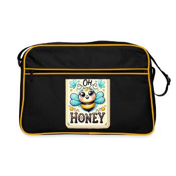 Oh miel - Illustration d’abeilles - Sac Retro - noir/or - Devant