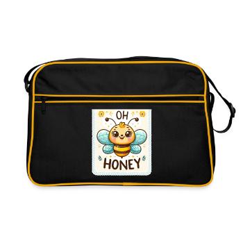 Oh miel - Illustration d’abeilles - Sac Retro - noir/or - Devant