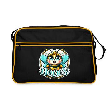 Oh miel - Illustration d’abeilles - Sac Retro - noir/or - Devant