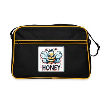 Oh miel - Illustration d’abeilles - Sac Retro - noir/or - Devant