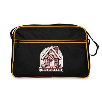 Home Sweet Home - House Illustration - Retro Bag - black/gold - Front